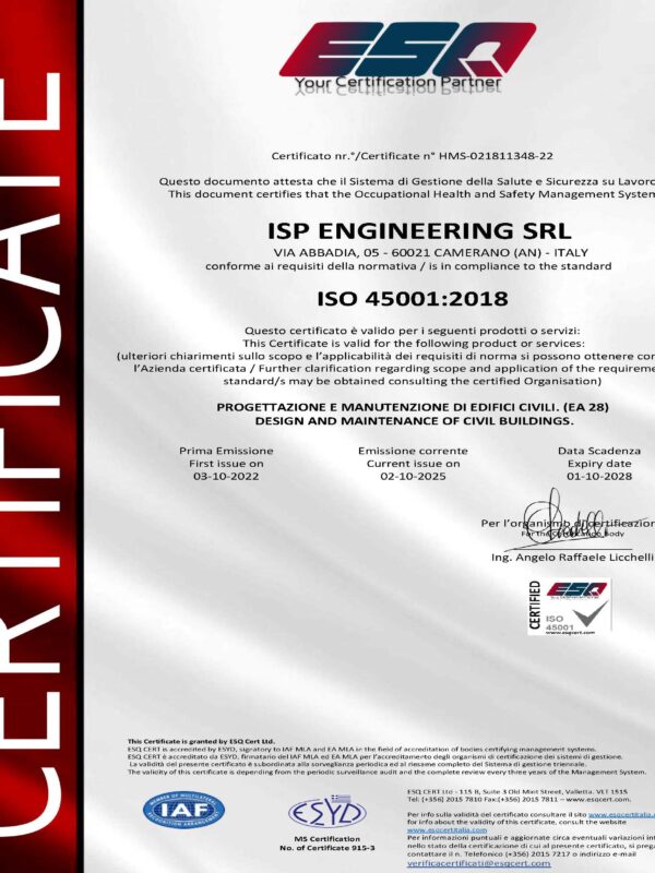 45001 Certificato
